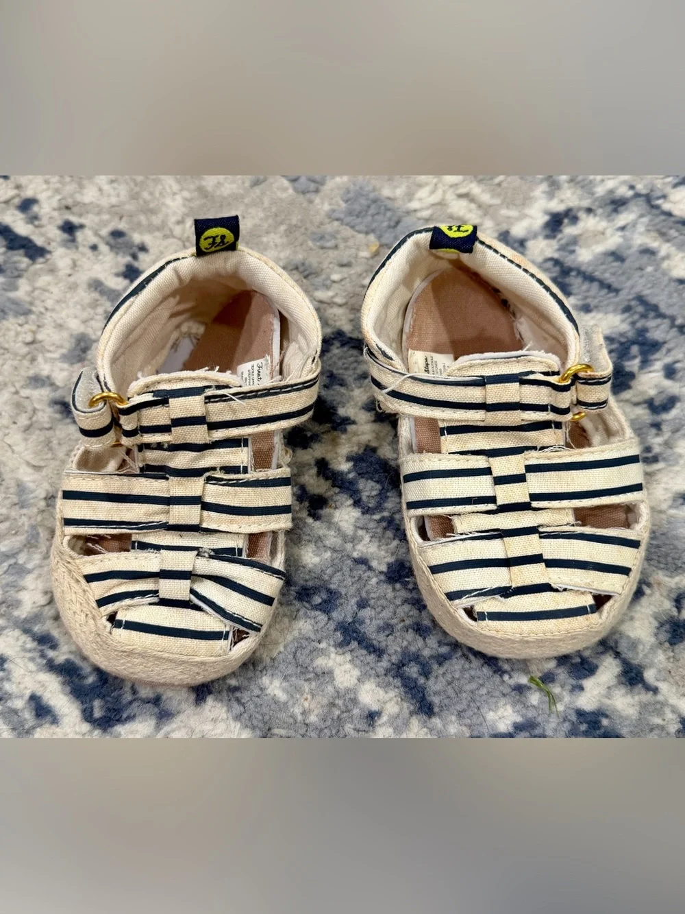 First Impressions Navy & Cream Striped Espadrille Sandals for Kids
